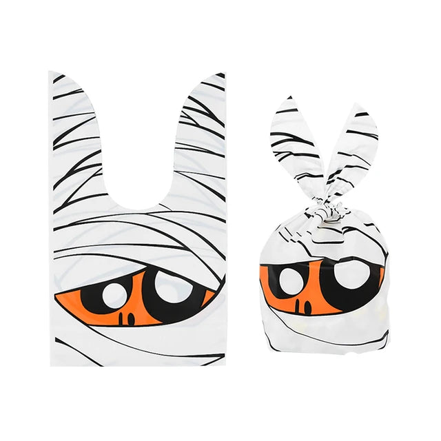 25/50Pcs Halloween Candy Bags Rabbit Ear Pumpkin Plastic Bag