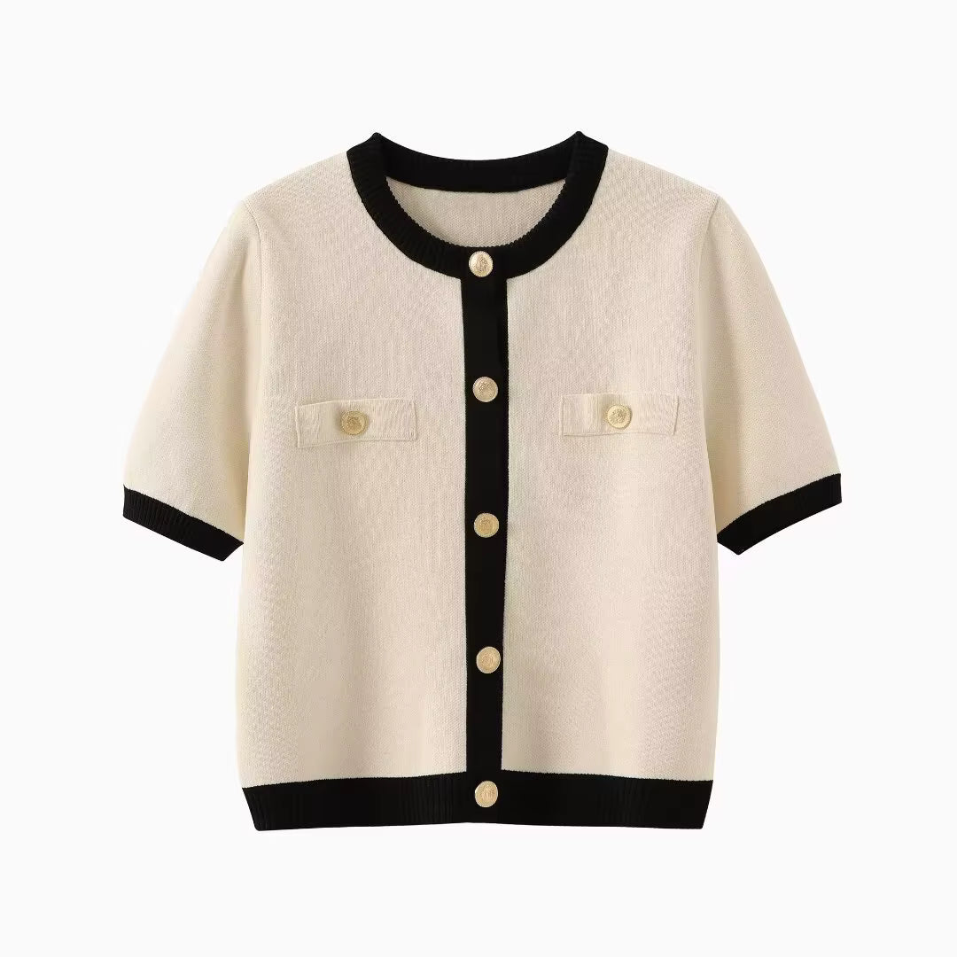 Monochrome Knit Cardigan Top