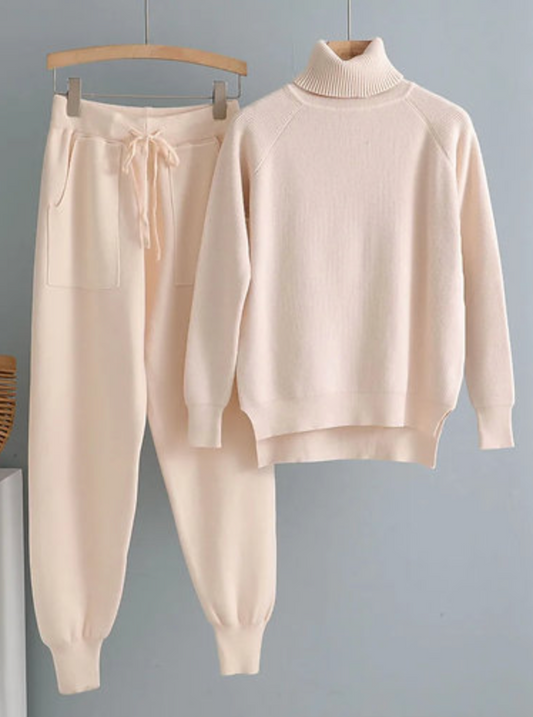 Knitted Sweater + Joggers Tracksuit Pants Set