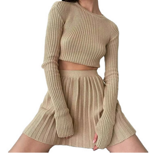Knitted Skirt & Sweater Co-ord