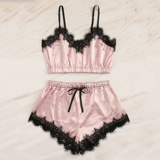 Silk Blend & Lace Pyjamas Nightwear Set