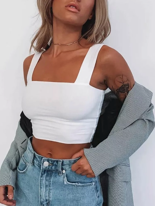 Square Neck Sleeveless Summer Crop Top