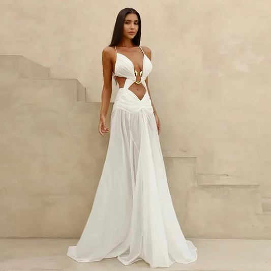 Backless Mesh Maxi Dress