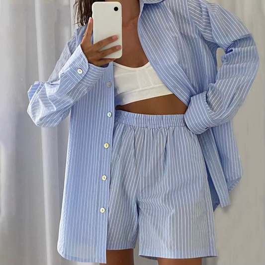 Summer Stripe Shirt & Shorts 2-piece Set