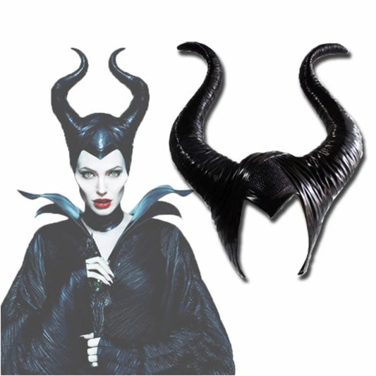 Halloween Devil Bar Maleficent cosplay Props Black Bullhorn Headgear Mask Wizard headwear Rave dance stage peformance supplies