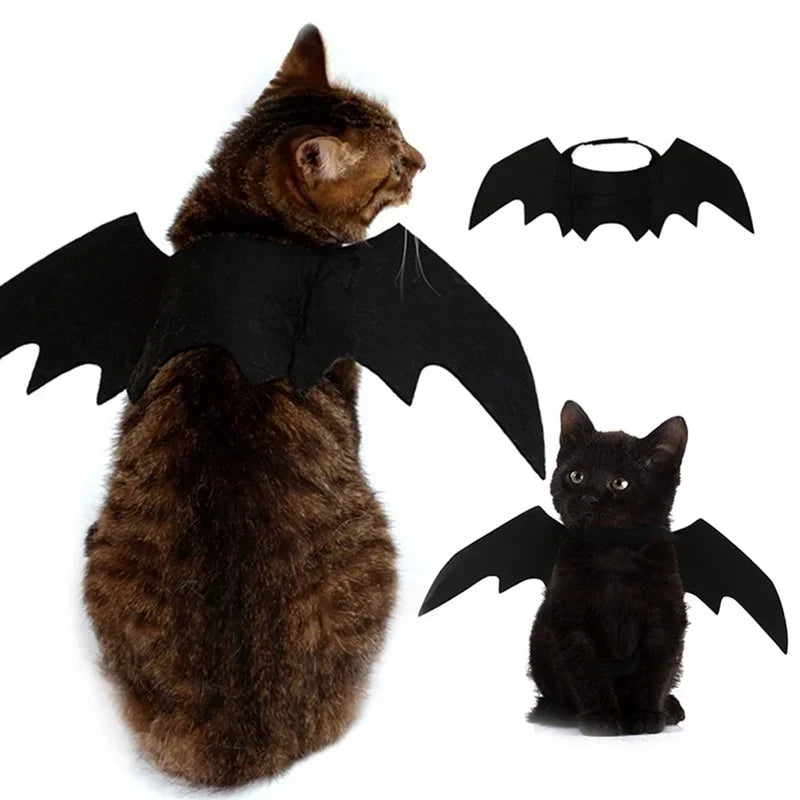 Halloween Cute Pet Clothes Black Bat Wings Harness Costume Cosplay Cat Dog