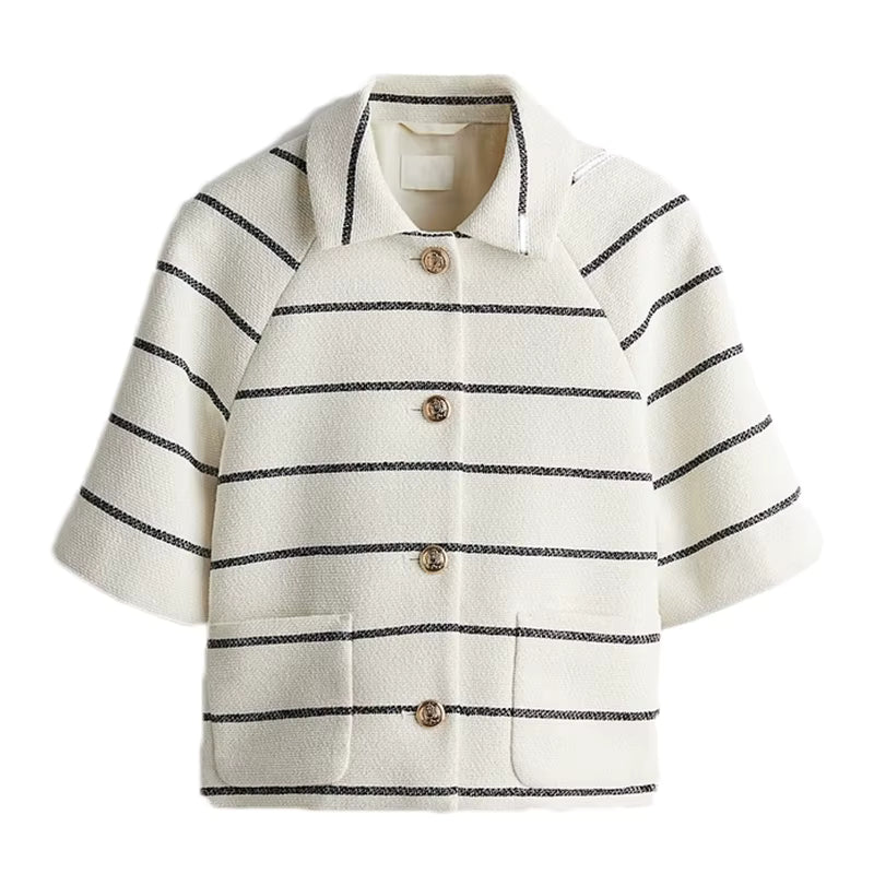 Button Cardi Shirt & Shorts Set