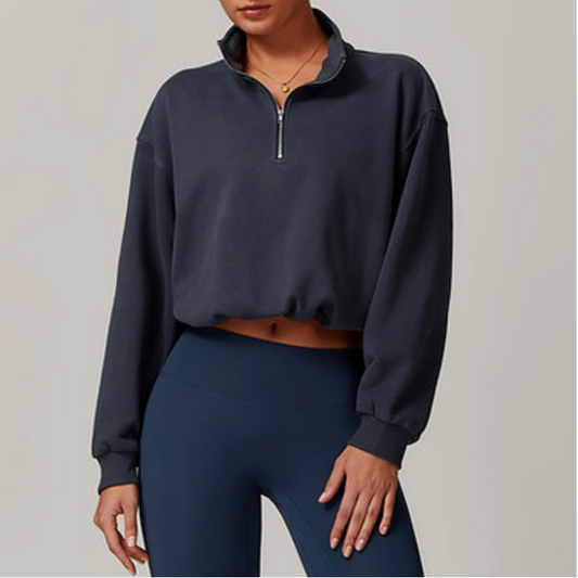 High Collar Quart Zip Oversize Sweatshirt