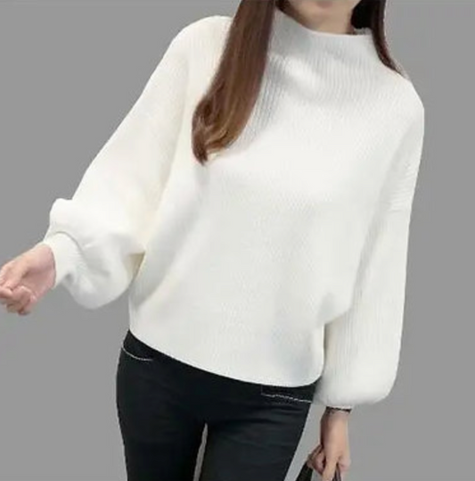 Puff-Sleeve Knitted Sweater