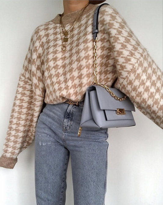 Knitted Houndstooth Jumper