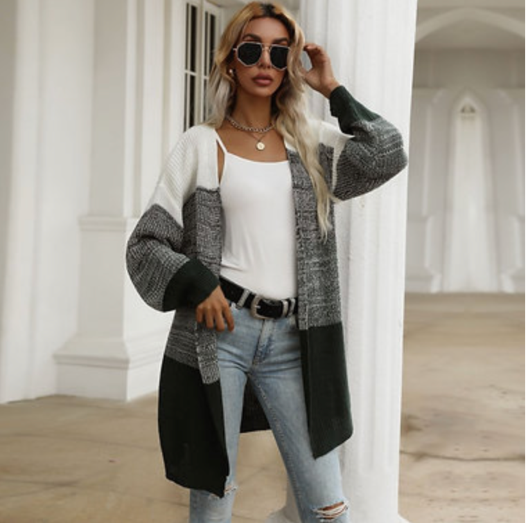 Colour Block Open Cardigan