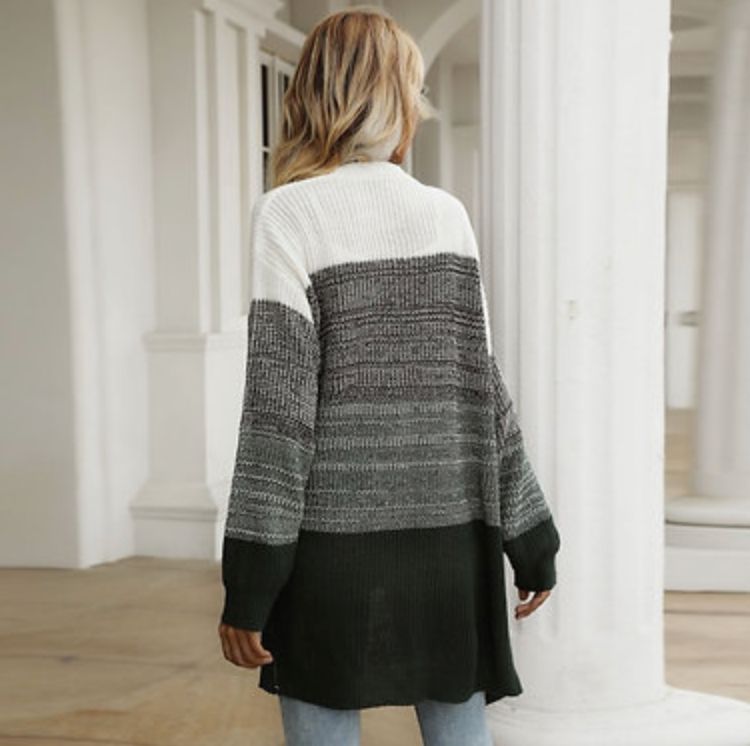 Colour Block Open Cardigan