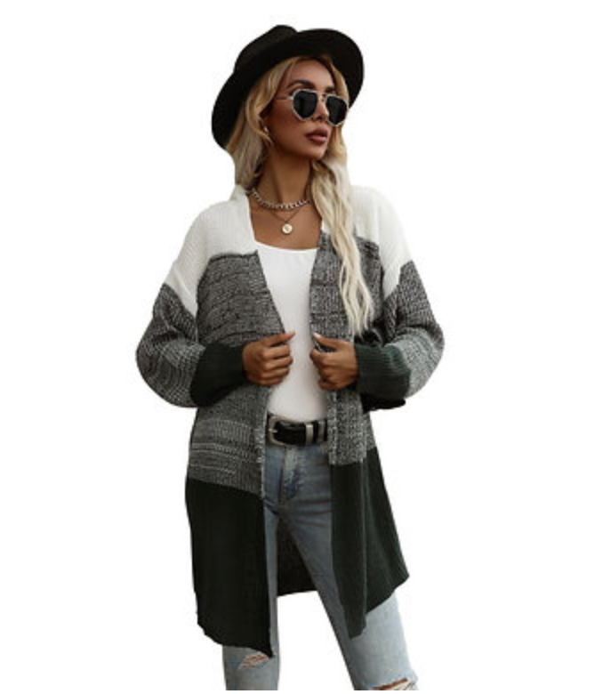 Colour Block Open Cardigan