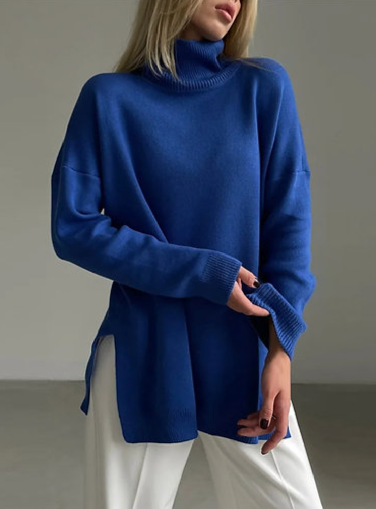 Women's Turtleneck Pullover with Side Splits
