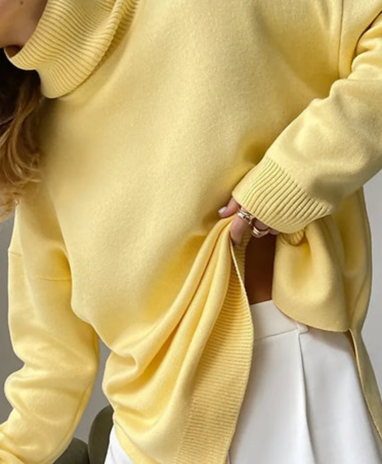 Women's Turtleneck Pullover with Side Splits