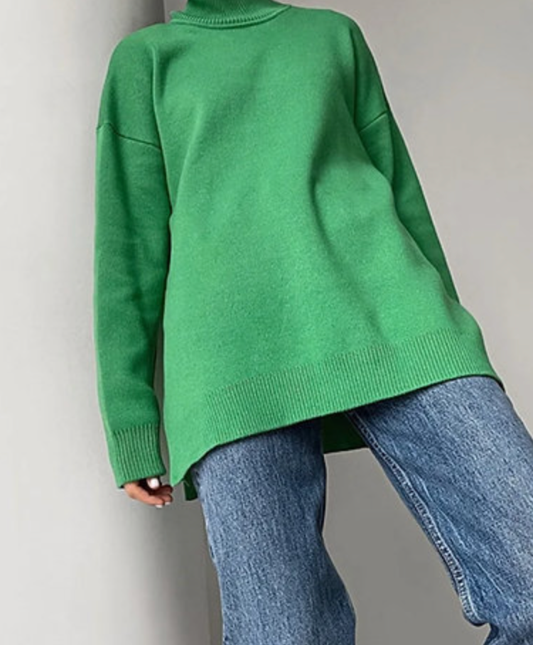 Women's Turtleneck Pullover with Side Splits
