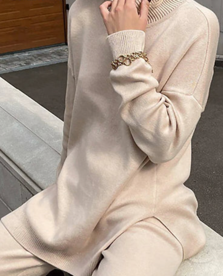 Women's Turtleneck Pullover with Side Splits