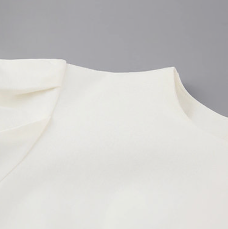 Elegant White Puff Sleeve Bodycon Dress