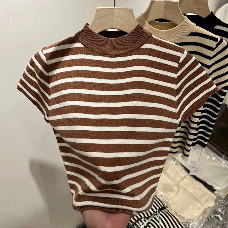 Striped High-Neck Top