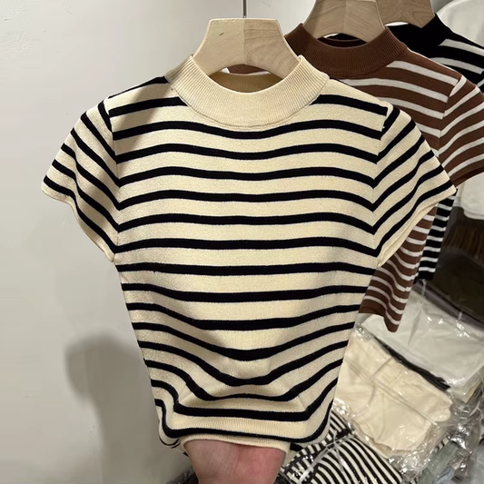 Striped High-Neck Top
