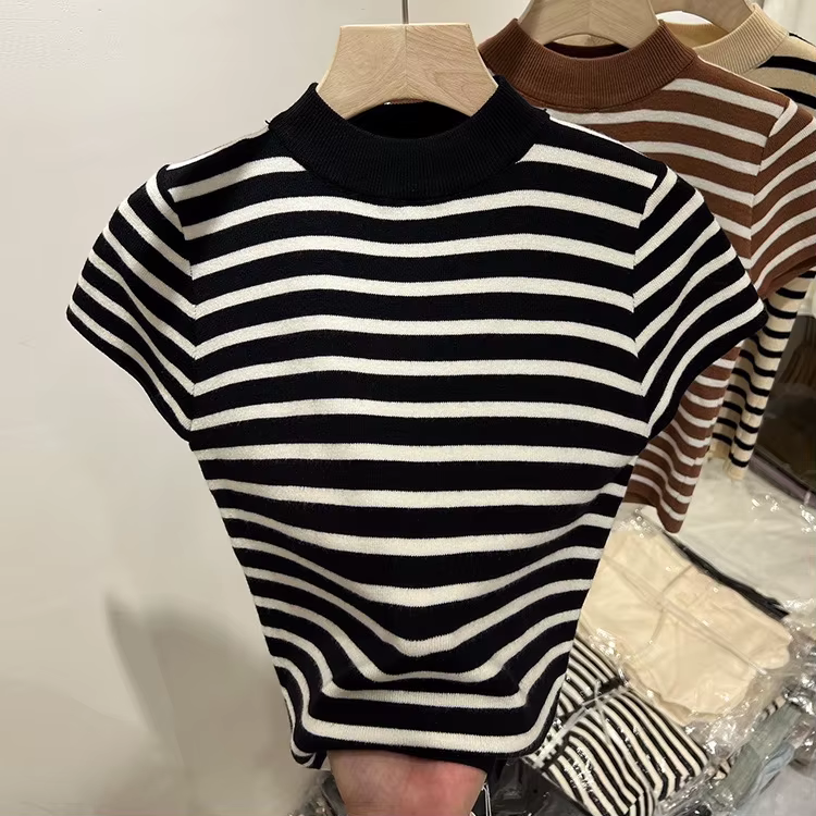 Striped High-Neck Top