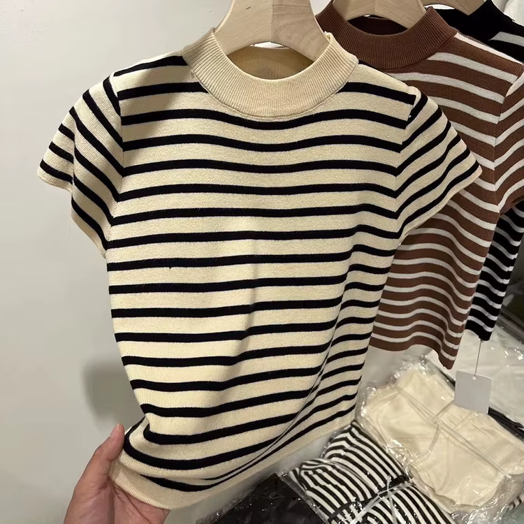 Striped High-Neck Top