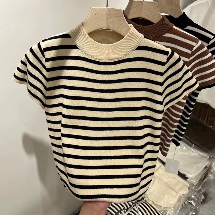 Striped High-Neck Top