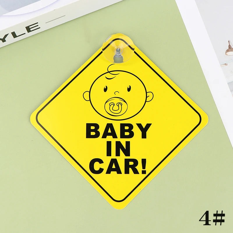 Baby On Board Car Window Sign | Reflective Safety Warning Sign with Suction Cup