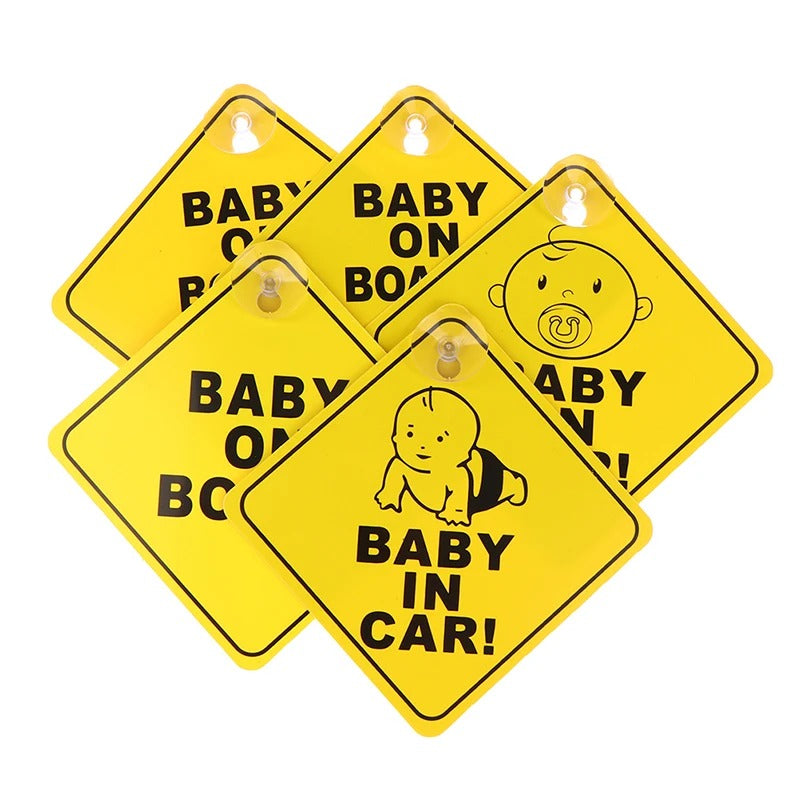 Baby On Board Car Window Sign | Reflective Safety Warning Sign with Suction Cup