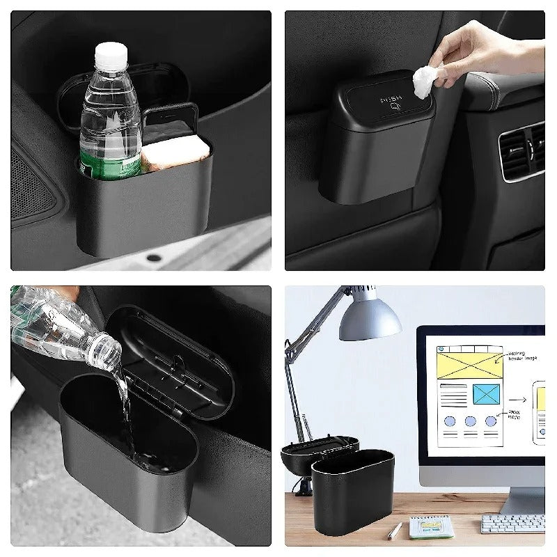 Premium Leak-Resistant Car Bin with Push Lid
