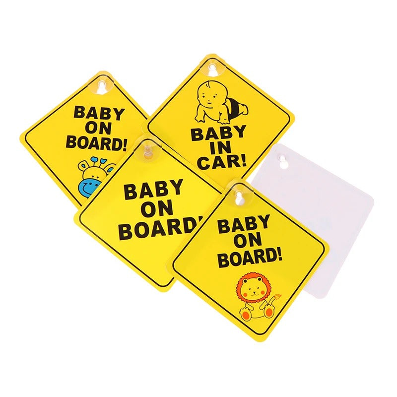 Baby On Board Car Window Sign | Reflective Safety Warning Sign with Suction Cup