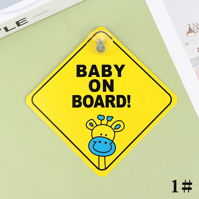 Baby On Board Car Window Sign | Reflective Safety Warning Sign with Suction Cup