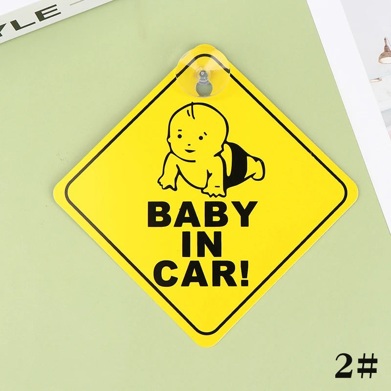 Baby On Board Car Window Sign | Reflective Safety Warning Sign with Suction Cup